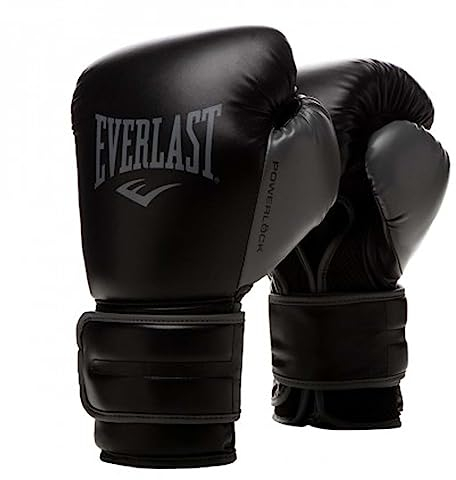 Everlast Unisex - Erwachsene Boxhandschuhe Powerlock 2 Trainingshandschuh, Schwarz, 16oz