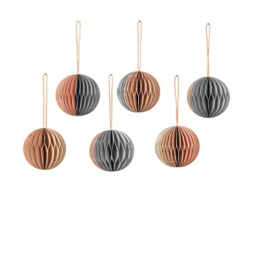 Deko Ball, 6er Set gefaltetes Papier Mehrfarbig, Größe: 5 cm, (Indien Tan/Deep Forest) (inian tan mit deep Forest)