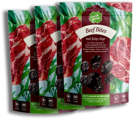 Irish Pure Beef Bundle Hundesnacks | 3 x 150g Beef Bites | Training Hund | Rind | Getreidefrei | Hunde Belohnung | 100% Natürlicher Snack | Hundeleckerli | Gesunder Hundesnack | Kausnack | Premium