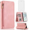 Compatible with iPhone 7plus 8plus 7/8 Plus Wallet Case Tempered Glass Screen Protector Zipper Leather Flip Cover Card Holder Stand Phone for i Phone7s 7s + 7+ 8s 8+ Phones8 7p 8p Women Rose Gold