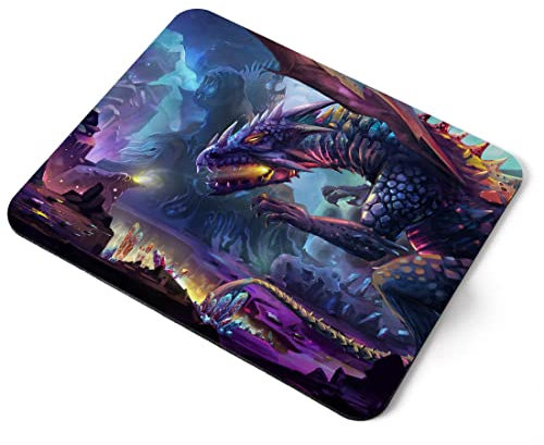 Computer Mouse Mat Pad - Mythical Dragon Fantasy Beast Gamer Home Office PC Desk Accessory Flexible Fabric Top Large 5mm Laptop Desktop Printed Art Ergonomic #16455