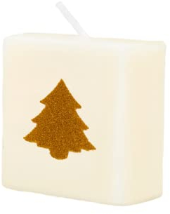 PD-Party 7040062 Geburtstag Dekorativ Wachs Kerze | Wax Candle - Weihnachtsbaum, Cremefarben/Schwarz, 4cm Länge x 4cm Breite x 2cm Höhe