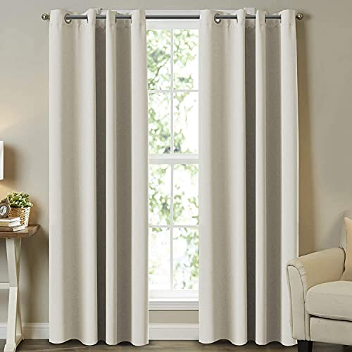 Tenger Home Gardinenschals Verdunkelungsvorhang Gardinen Blickdicht Vorhang Schlafzimmer mit Ösen, Schwimmende Vorhänge Blickdicht, 2 Stück (Creme, B 132 cm x H 160 cm)