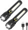 GeeRic LED Torch Rechargeable, 2PCS Professional Flashlight USB Super Bright Zoomable Mini Torch IP67 Waterproof 3 Modes Portable Flashlights for Camping, Hiking, Outdoor, Emergency Medium