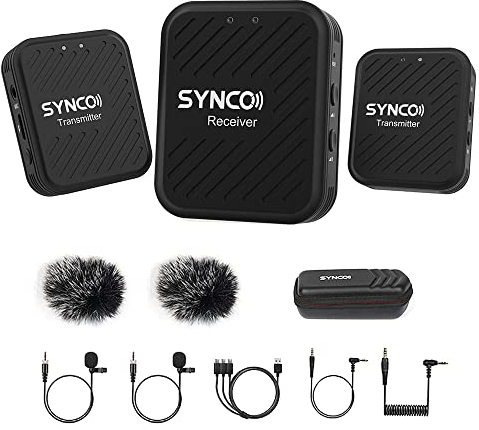 SYNCO G1(A2) 2.4G Sistema microfonico wireless 50 m di raggio di trasmissione Spina da 3,5 mm per smartphone Fotocamera Videocamera Vlog Live