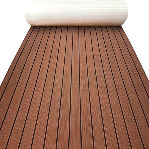KXKZREN Boat Flooring EVA Foam Decking Sheet Faux Teak Marine Carpet Non-Slip Self-Adhesive Flooring Deck Mat for Boat Pontoon Motorboat RV Yacht Kayak Cooler Tops,240x112/90/41cm Available