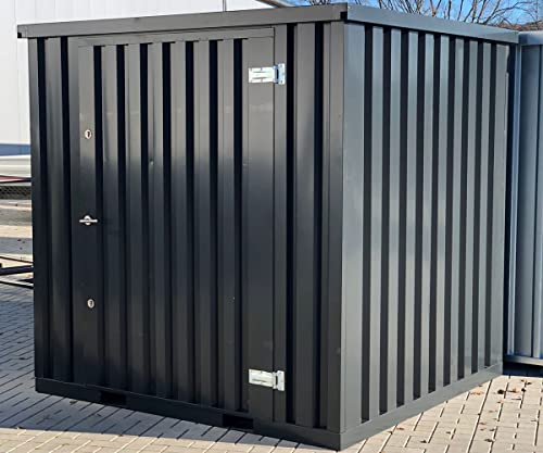 Systafex 2m x 2m Robuster Gerätecontainer Gerätehaus Geräteschuppen RAL 7021 Anthrazit inkl. Boden extrem Robust