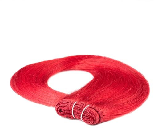 hair2heart Echthaar Tressen zum Einnähen Extensions glatt - 70cm 100g 0/44 rot-intensiv