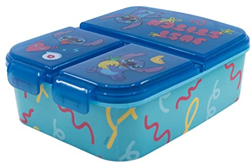 CARTOON Portamerenda multiscomparto Stitch Disney portapranzo contenitore per merenda scuola tempo libero