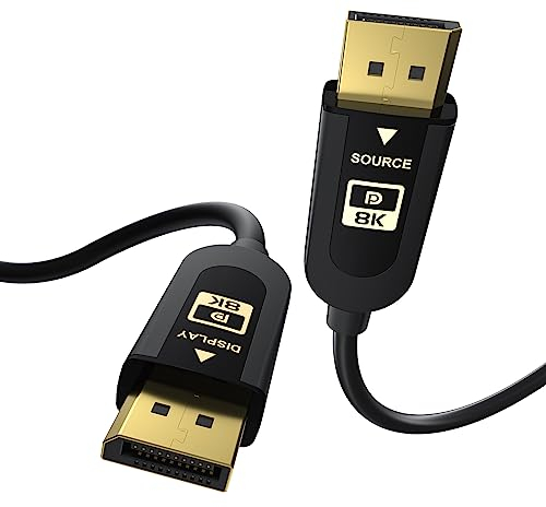 FIBBR 16K DisplayPort 2.1 Glasfaserkabel 10M, 40Gbit/s DP auf DP Kabel(16K@30Hz, 10K@30Hz, 8K@60Hz, 4K@144Hz), 3D, G-Sync&FreeSync für 3090 Gaming Monitor Grafikkarte Laptop TV