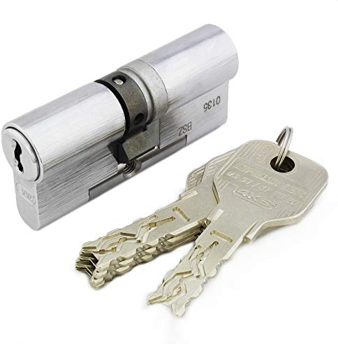 EVVA 4KS Doppelzylinder 41/46 | hochsicherheits-Profilzylinder | Not- und Gefahrenfunktion & Bohrschutz | Schließzylinder für Haustüren Wohnungstüren | 5 Schlüssel und Sicherungskarte | Nickel matt