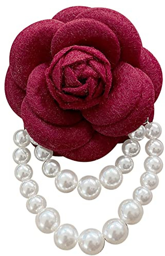 iSpchen Blumen Brosche für Frauen Mädchen Ansteckblume elegante Kamelien Perlen Brosche Anstecknadel Vintage Anstecker Pins Kleidung Broschen für Schals,Kleider,Anzüge,Hüte Blumen Corsage Pins