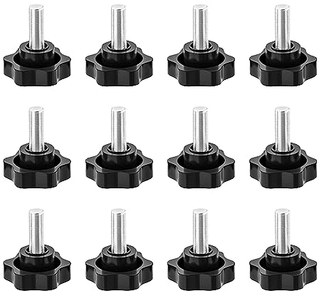 Bouton de Serrage M8, Vis de Serrage, Vis de Pouce, Vis à Tête Étoilée, Boutons de Serrage, Bouton Moleté à Filetage, Vis à Poignée Étoilée, Moletée Bouton, pour Mécanique, L'industrie, 12 Pack