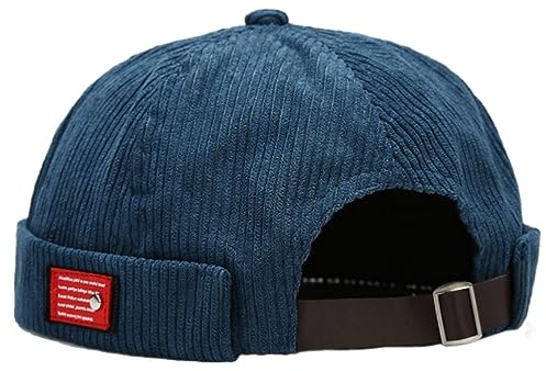 DURINM Cotone Cappellino da Portuale Uomo Retro Cotone Docker Hat Cappello Senza Visiera Berretto da Portuale Uomo Donna Berretto Docker Regolabile Cuffed Brimless Hat (Blu Navy)