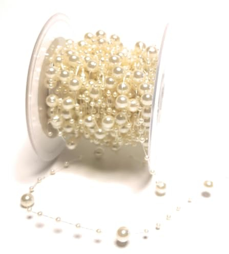 s.dekoda Perlengirlande 15m x 8mm Creme Perlenschnur Perlenband