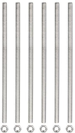 QUARKZMAN 6pz M4 x 400mm Completamente Filettato Asta con 6pz Esagonale Dadi, 0,7mm Filettatura Passo 304 Inossidabile Acciaio Destra Mano Filettato Aste Barra Perno