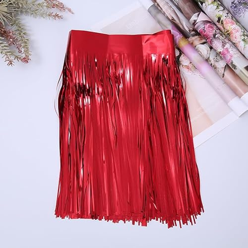 SYSUII 5 Stück Lametta Girlande Metallic Folie Fringe Rot Party Deko Girlanden Weihnachten Fransengirlande Raum Dekoration Partydeko Hängende Lametta Fringe Banner für Hochzeit Geburtstag Zimmer