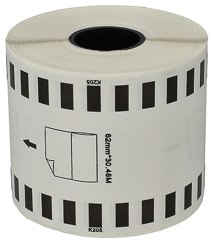 vhbw 1x Etiketten-Rolle 62mm x 30,48m (1 Etikette) Ersatz für Brother DK-22205 für Etiketten-Drucker - Premium