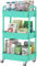 Sywhitta 3-tier Storage Rack on Wheels, Rolling Storage Rack, Kitchen Storage Utility Cart for Bedroom, Bathroom, Office, Laundry & Dressers Green