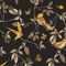 VOLEAAR Bird Contact Paper Vintage Peel Stick Wallpaper Boho Removable Vinyl Waterproof Vintage PVC DIY for Kitchen Countertop Cabinet Walls Dark Grey Gold Yellow 44.5CM x 1000CM