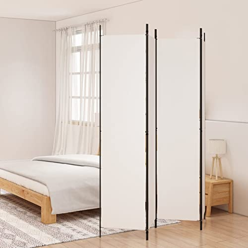 ARKEM Divisorio a 4 Pannelli Bianco 200x220 cm Tessuto,Separé Divisorio Interno, Paravento da Esterno ed Interno con Piedini, Pannelli Divisori per Ufficio, Salotto e Camera da Letto