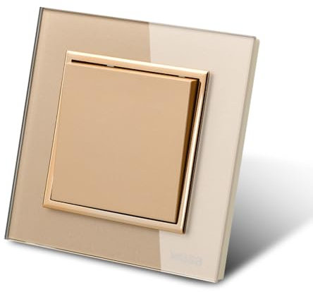 interruptor de pared,interruptor de pared Gold Glass Panel 1 vía,interruptor mecánico de pared 86 mm, interruptor estándar 10 Amp, 250 V,BLJ01