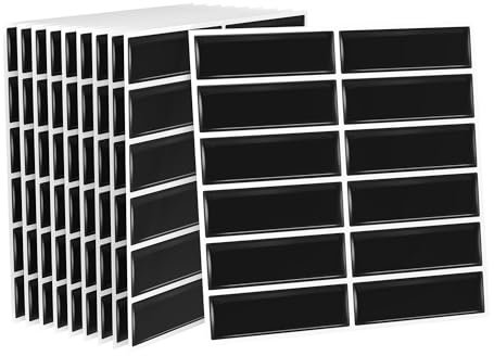 SUBTLETY 3D PVC Wandpaneele Abziehen & Aufkleben Klebefliesen 30x30cm Selbstklebend Fliesenaufkleber 10 Stück Spritzschutz Porzellanspan-Optik Klebefliesen für Küche Bad Büro (Schwarz)
