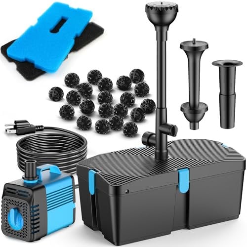 FEOXSHAL Filtre de bassin avec kits de pompe pour fontaine, pompe de bassin 50W et kit de filtration avec pompe à eau immergée