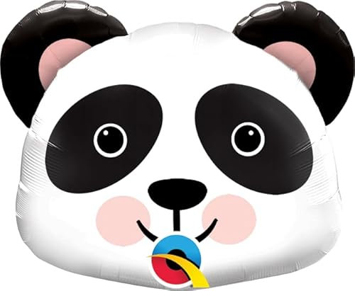 Folienballon Panda 31 Zoll | Niedlicher runder Ballon mit Panda-Design für Kinderpartys, Geburtstagsfeiern und Deko-Ideen, langlebig und hochwertig, ideal für Helium oder Luftfüllung von Qualatex