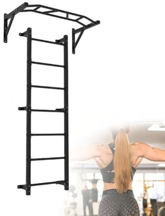 WADPP Wall-Mounted Pull Up Bar With ladder, Strength Training Pull-Up Bars,Physical Therapy for Stretching and Various Exercises,Pull-Up Bar for Gym Home and School Training,A