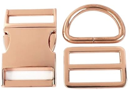 Generisch 1 Satz 15–38 mm Metallschnalle, Schnellverschluss-Schnalle, D-Ring, drei verschiebbare Einstellschnallen, Tasche mit Kragenhaken, DIY-Zubehör