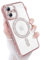 Newseego Coque pour iPhone 16, Paillettes Bling Luxe Diamant Housse 6,1 Pouces Compatible avec MagSafe TPU Flexible Transparente Dos Mignonne Antichoc Protection pour iPhone 16 Rose