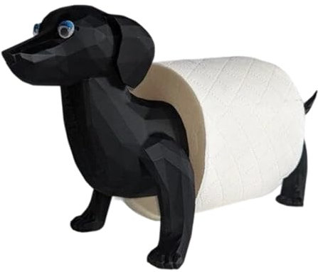 Dachshund Toilet Roll Holder Free Standing, Funny Toilet Paper Holder Black Dachshund Novelty Toilet Roll Holder for Bathroom Decor, Funky Tissue Paper Roll Storage Unique Dachshund Gifts Cute Dog