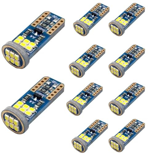 10Pack Ultra-Bright 194 501 W5W LED Car Bulbs, 6500K White Light, 12V LED Side Light Bulb Number Plate Bulb, Canbus Error Free, Compatible with 168 2825 LED Car Bulbs for Interior Dome Map Door Lights
