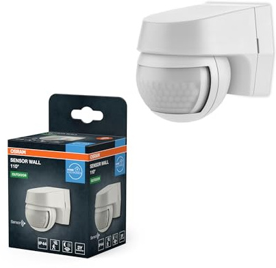 OSRAM SENSOR Wall Light with 110° Motion and Light Sensor for Flush Ceiling Mounting, White, IP44 Protection, for Garages and Basements