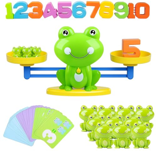 Lernspielzeug Mathe-Spiel Frosch Waage,Montessori Spielzeug zum Zählen & Rechnen Lernen,Pädagogisches Kinderspielzeug ab 5 Jahren,Balance Mathematik Spiel für Jungen & Mädchen