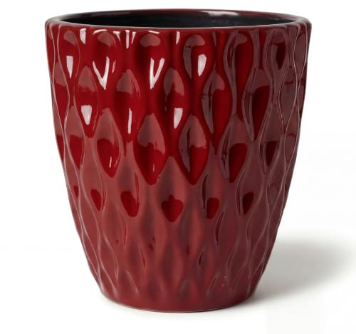 Provencelia Monet Pflanzkübel Keramik Innen & Außen Ø28xH28 cm Imperialrot | Blumentopf handgefertigt, Übertopf frostfest, Pflanzgefäß für Wohnzimmer, Garten, Balkon & Terrasse, Blumenkübel rund, 15 L