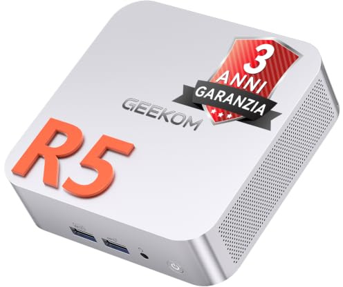 GEEKOM A7 Mini PC AMD Ryzen 5 7535HS, 16GB DDR5 512GB PCIe 4.0 SSD | Radeon 660M, USB4, WiFi 6E, 2.5G LAN, 4 Displays 8K, Mini Computer für Homeoffice Büro