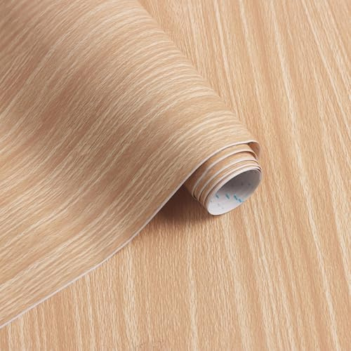 Fiula Vinyl Wrap Wood Effect Sticky Back Plastic Roll, 44 * 300 Self Adhesive Wallpaper, Vintage Removable Wallpaper for Furniture & Wall