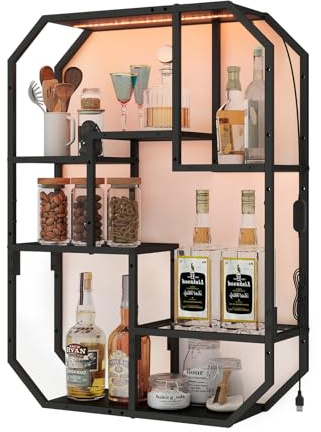 YU YUSING Gaming Schwebende Regale mit RGB LED, Horizontal oder Vertikal | Bar Regal Wandregal Display Wandvitrine mit 7 Farben 3 Glasböden, Hängevitrine für Schlafzimmer Spielzimmer-Dekoration