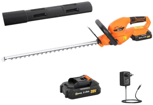Outsunny Elektro Heckenschere Akku 100 W 51cm Schnittlänge ABS Orange | Elektrischer Heckenschneider, Kabellos, Motorleistung