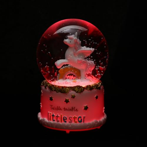 TOVINANNA Caja de Música Bola de Cristal Unicornio Luz Nocturna y Decoración de Resina para Hogar y Oficina Elegante y Artesanal