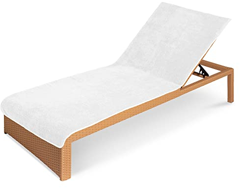 JEMIDI HOMELEVEL Housse Chaise Longue - Protection Chaise de Jardin 200 x 75 cm en Coton - Serviette Grande Taille pour Plage Piscine Bronzage