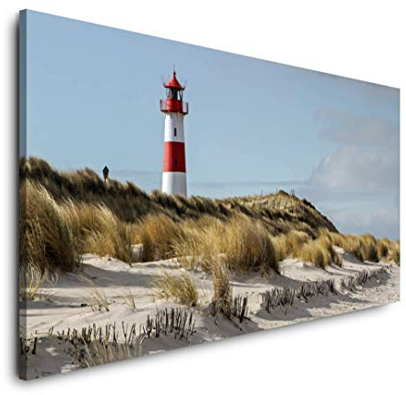 Leuchtturm am Meer 120x 60cm Panorama Leinwand Bild XXL Format Wandbilder Wohnzimmer Wohnung Deko Kunstdrucke