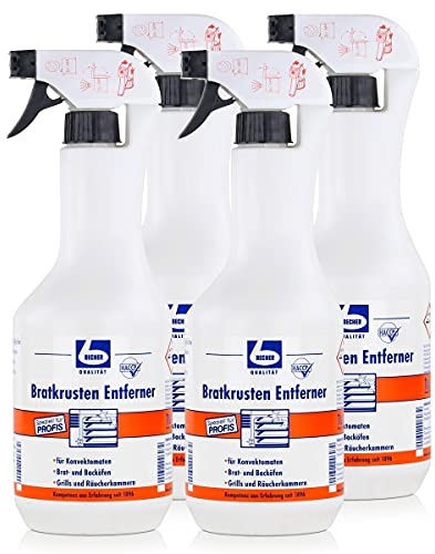 Dr. Becher Bratkrusten Entferner 1 Liter - Geeignet für Grills, Räucherkammern, Brat- und Backöfen & Konvektomaten (4er Pack)