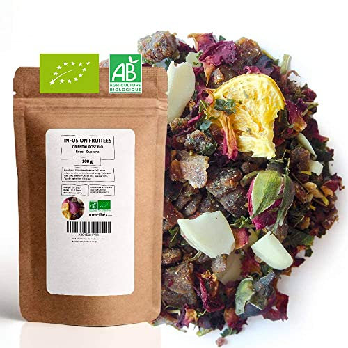 Infusion Bio rose guarana - Oriental Rose - 100g (40 tasses) - Thé en vrac 100% Agriculture Biologique - Mes-Thés