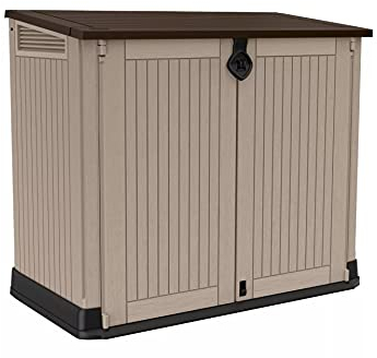Koll Living Garden Mülltonnenboxen von 848- bis 2020 Liter wählbar - aus Wetter- & UV-festem Kunststoff - mit Gasdruckfedern und Belüftungsystem (Typ 2-845 Liter - beige/braun)