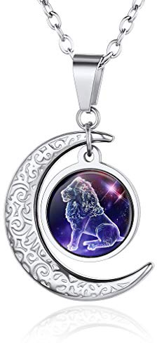 Custom4U Girl's Eye Catching Zodiac Star Sign Necklace Leo Gold,Stylish Birthday Constellation Pendant with Chain