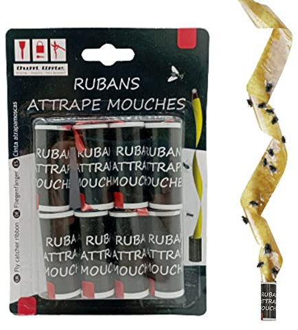Maelsa® 8 Rubans Attrape Mouche/Guirlande Anti Mouches Anti Insectes Volant Papier Tue Mouche intérieur et extérieur Contre Mouches, moustiques et Autres Insectes Volants