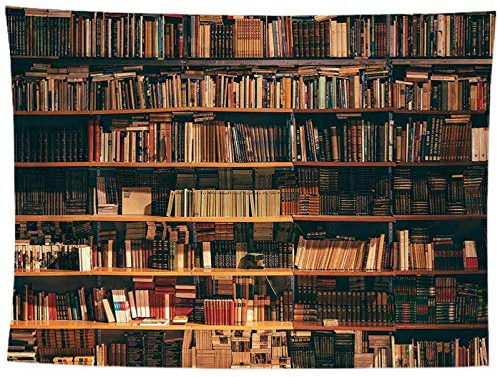 izielad Vintage Bibliothek Arbeitszimmer Bild Kunst Retro Bücherregal Wandkunst Wandbehang Wandteppich für Schlafzimmer Wohnzimmer Wohnheim Dekor 180X230CM 70.8X90.5IN
